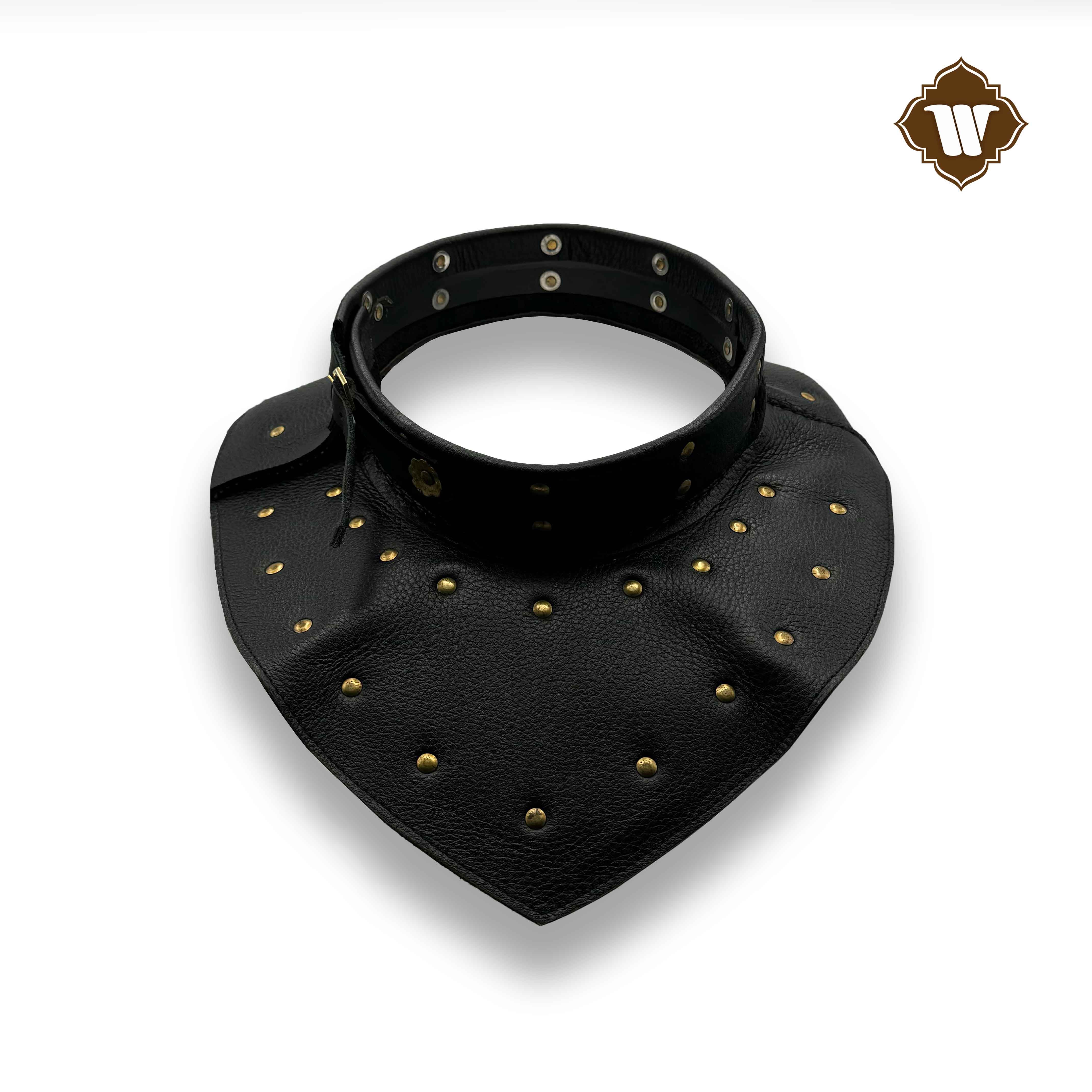 Medieval Leather Brigandine Gorget with Stainless Steel Plates - HEMA/WMA Combat Neck Protection