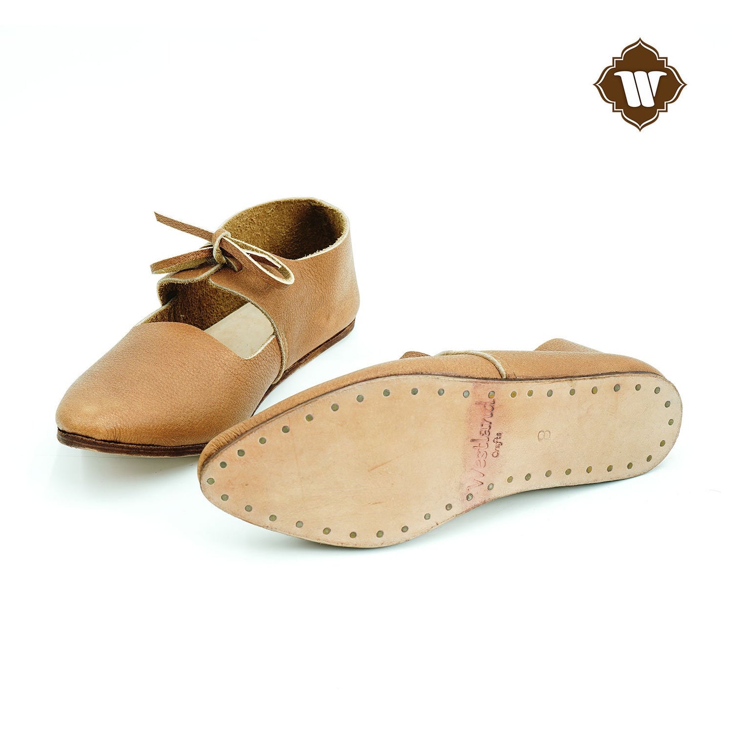 Westland Crafts Medieval Renaissance Latchet Shoes Handcrafted 15th Century Leather Footwear for Women, Authentic Historical Attire