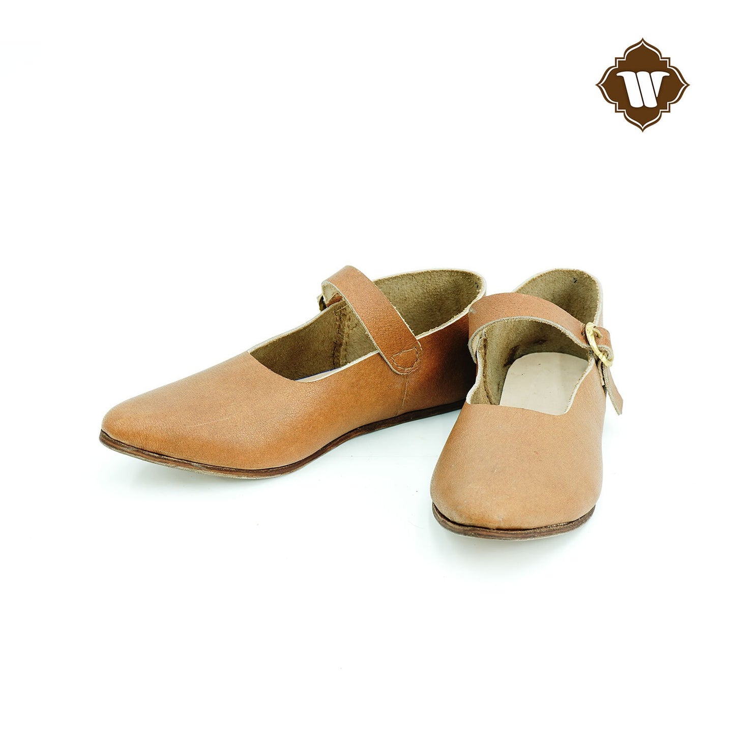 Westland Crafts Medieval Renaissance Buckled Strap Handcrafted 15th Century Leather Footwear for Women, Authentic Historical Attire