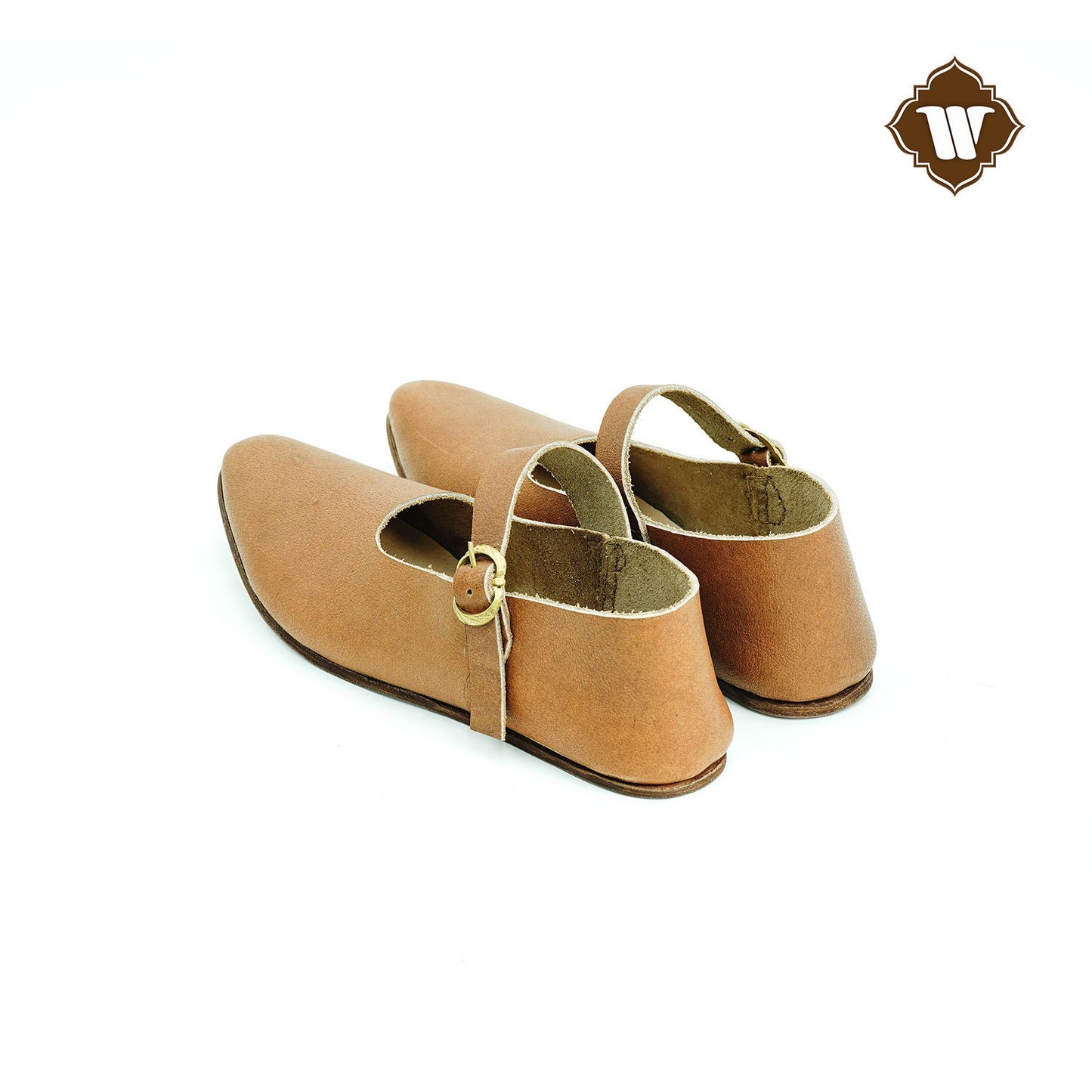 Westland Crafts Medieval Renaissance Buckled Strap Handcrafted 15th Century Leather Footwear for Women, Authentic Historical Attire