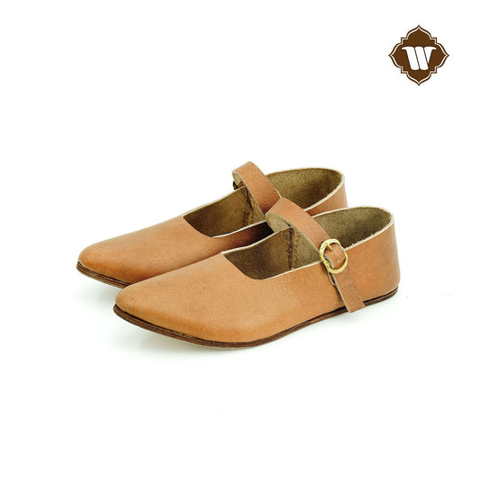 Westland Crafts Handcrafted Buckled Strap 15th Century Medieval leather Shoes for Men & Women