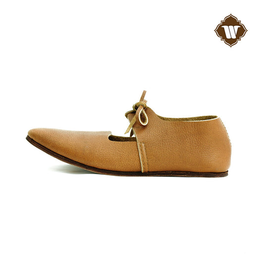 Westland Crafts Medieval Renaissance Latchet Shoes Handcrafted 15th Century Leather Footwear for Women, Authentic Historical Attire