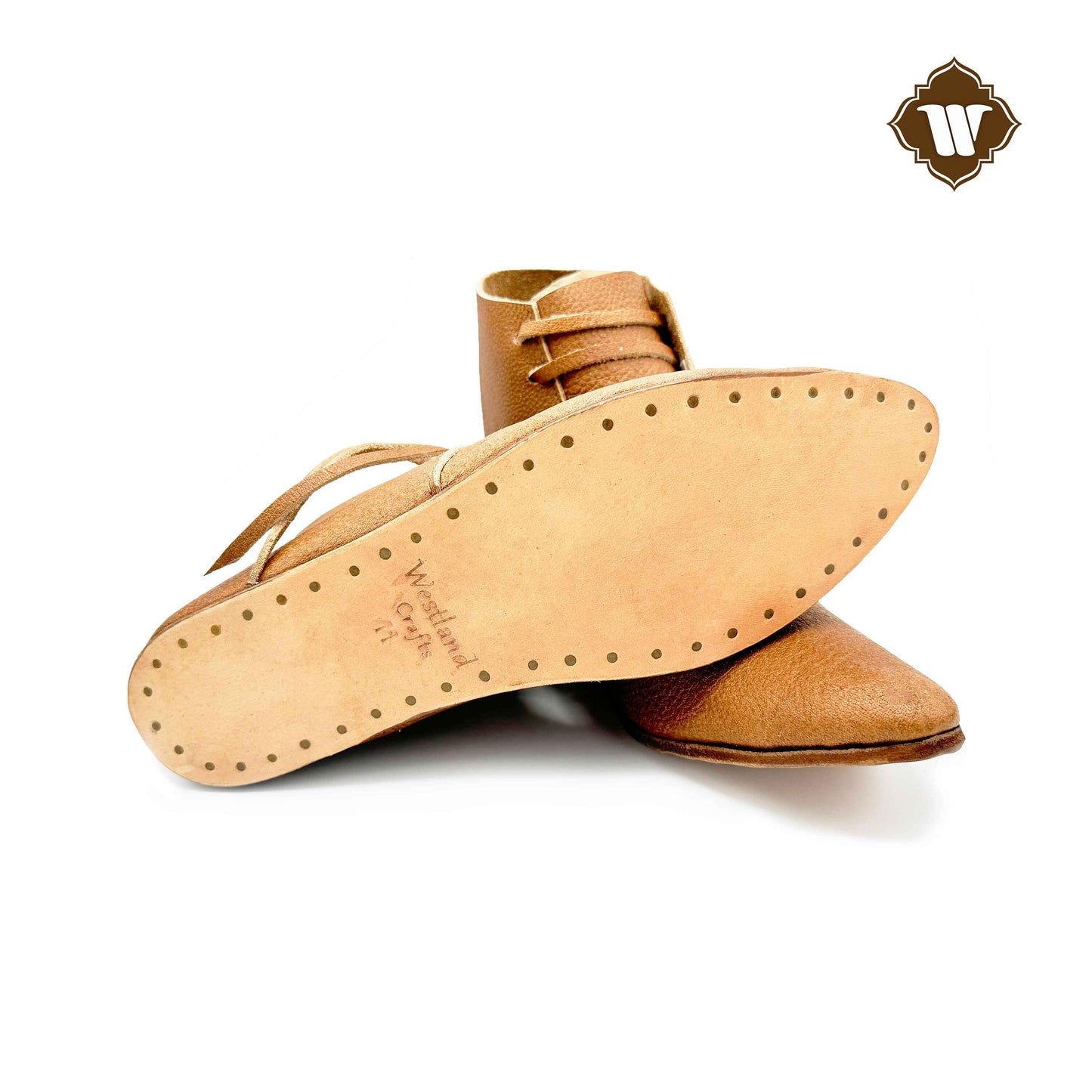 Westland crafts Handcrafted 14th Century Side Laced Medieval Ankle Reenactment Shoes - SCA LARP Costume