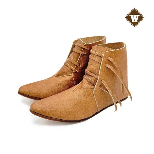 Westland crafts Handcrafted 14th Century Side Laced Medieval Ankle Reenactment Shoes - SCA LARP Costume