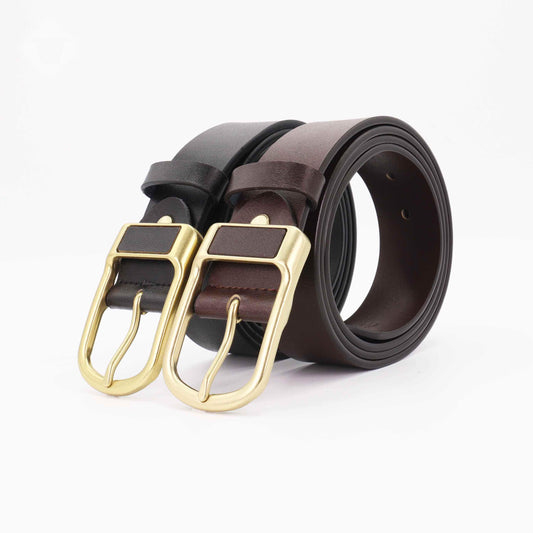 Handcrafted Black - Brown Genuine Leather Pin Buckle Belts – Stylish, Durable, Adjustable Waist Belts for Men & Women