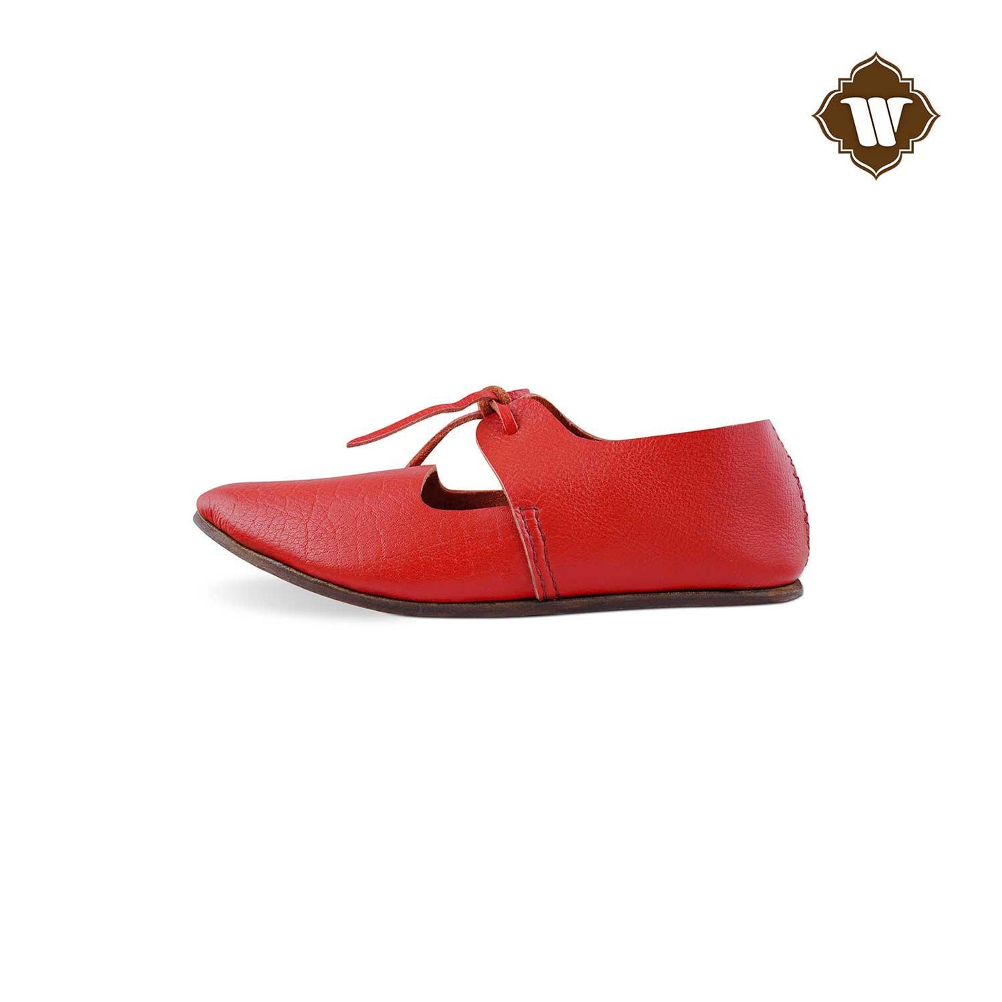 Westland Crafts Medieval Red Renaissance Latchet Shoes Handcrafted 15th Century Leather Footwear for Women, Authentic Historical Attire